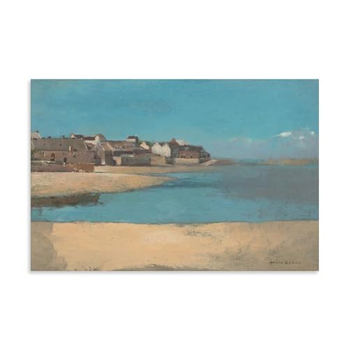 Village by The Sea in Brittany (1880) by Odilon Redon Poster�A�[�g���[�N�{�[�h�A�E�H�[���X�e�b�J�[�A�C���e���A�f�U�C���|�X�^�[�A�����◾�̑����A�V�z�j���̃M�t�g�B 08x12inch(20x30c