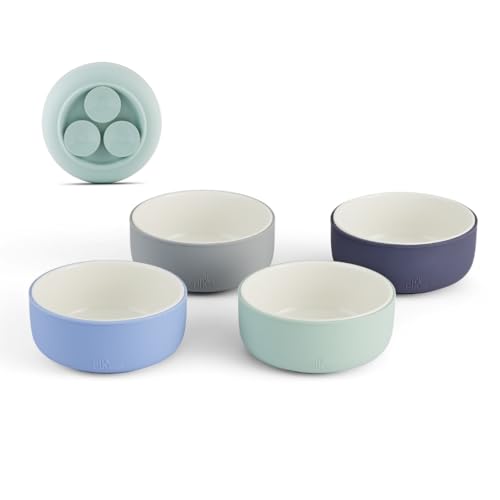 Image of Elk and Friends Kids Porcelain Bowls with Silicone Suction Sleeve | Kids/Toddler/Baby Feeding | Microwave & Dishwasher Safe | Non slip | Cereal/Soup/Snack Dishes & Dinnerware