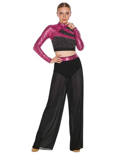 Costume danse contemporaine pour gala moderne ensemble rose vif XL