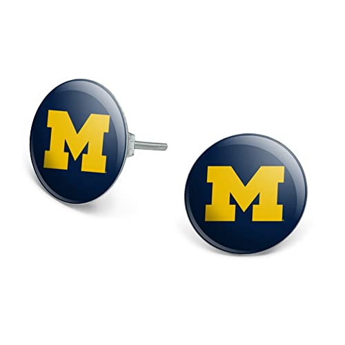 University of Michigan Primary Logo Novelty Silver Plated Stud Earrings