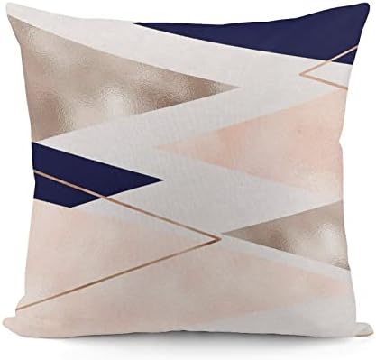 RURALS Rose Gold French Navy Geometric Decorative Pillow Covers Cozy Soft Throw Pillowcase Square Couch Cushion Cover for Home Decor Sofa Living Room Bed Car 18x18 Inch