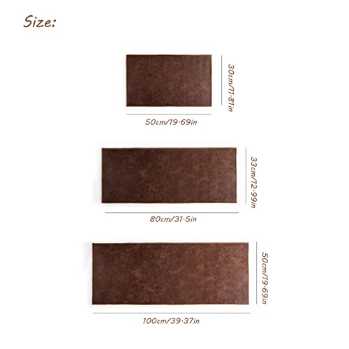 Chemin de table en cuir imperméable et thermo-résistant marron facile à nettoyer