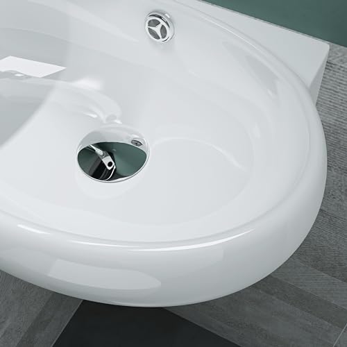 Mai & Mai Waschbecken Gäste WC Aufsatzwaschbecken Hängewaschbecken aus Keramik mit NANO, BTH: 42x28x15cm, in weiß, Armaturenloch Links Brüssel001R – Bild 7
