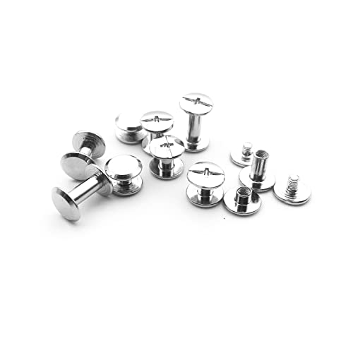 Shuokecrafts 01 50 Sets 5Mm Metal Snap Rivets Chicago Screw,Assorted Kit Slotted Cross Head Stud Nail Rivets, Chicago Button For Diy Planner, Leather Decoration thumb #5
