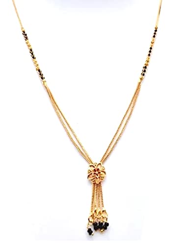 Traditional Plated Beads Mangalsutra with Golden S Hook Chain
