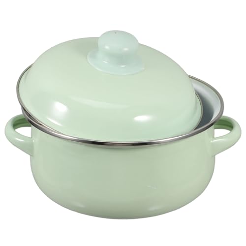 iplusmile Pentola Smaltata pentola con Coperchio pentola Profonda per Cucinare pentola per servire la zuppa pentolino per Il Latte per fornello teglia da Latte Smaltata Smalto Verde