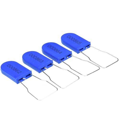 Image of Plastic Padlock Security Seals with Metal Wire Numbered Anti Tamper Tag (500, Blue)