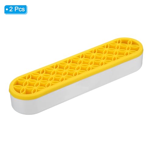 Image of PATIKIL Diamond Painted Pen Holder, 2 Pack Silicone Makeup Brush Holder Multi-Purpose Cosmetic Storage Box Desktop Organizer for Art Craft, Yellow