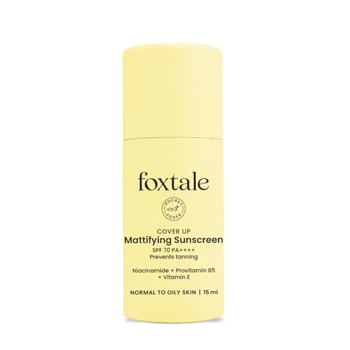 Foxtale SPF 70 Gel-Cream Sunscreen for Oily Skin | Oil Control Sunscreen with PA++++ & Niacinamide | UVA UVB Protection | Prevents Tan | Lightweight, Pore-minimising, No White Cast | 15ml