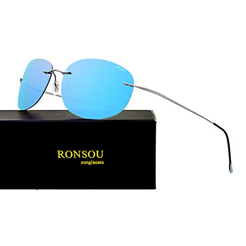 Image of RONSOU Ultralight Rimless Polarized Sunglasses for Men Women Vintage Titanium Frameless Colorful Fashion Shades
