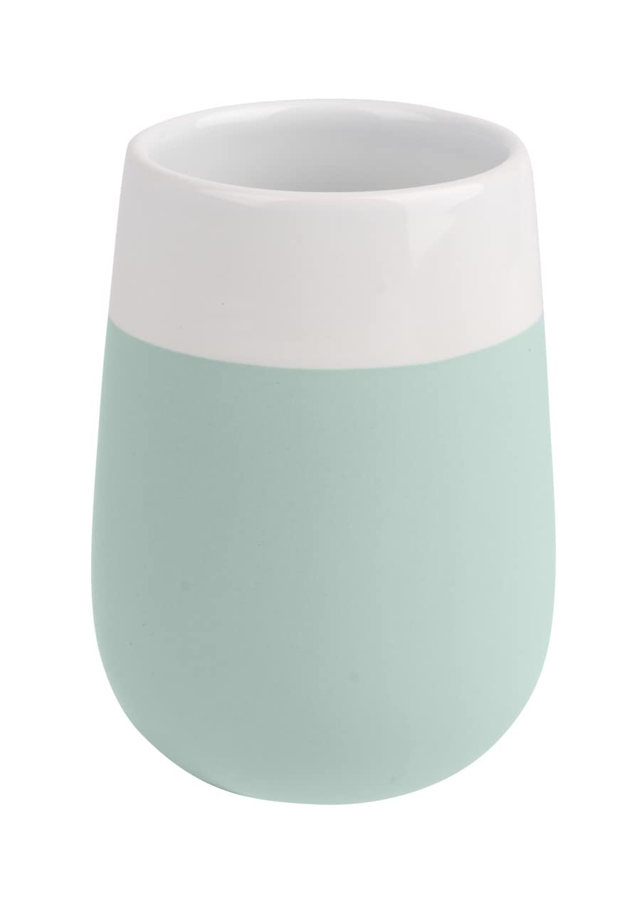 Wenko Malta Vaso para Cepillos de Dientes, Cerámica, Verde Menta, 8x8x11 cm