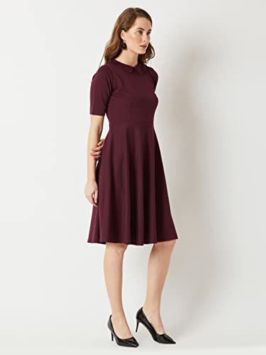 Image of Miss Chase Women's Round Neck Sleeveless Polyester Ruffled Knee- Length Dress