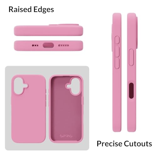 Image of SPRIG Compatible with iPhone 16 Premium SilkTone (Liquid Silicone) Back Cover Drop Tested Shock Proof Mobile Case for Men, Women, Boys and Girls with Camera Protection (Rose Pink)