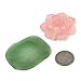 Justinstones Carved Rose Quartz Gemstone Lotus Flower Green Aventurine Lotus Leaf Home Office Decor