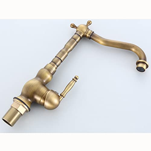 Robinet de cuisine pivotant à 360° en laiton antique monotrou - 6