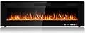 BOSSIN 60 inch Ultra-Thin Silence Linear Electric Fireplace, Recessed Wall Mounted Fireplace, Fit for 2 x 4 and 2 x 6 Stud, 12 Adjustable Flame Color & Speed,Touch Screen Remote Control with 8h Timer
