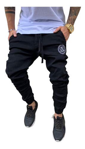 Calça Jogger Masculina Preta Versage Tamanho:38;Cor:Preto