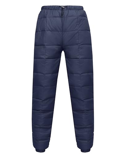 ATOFY Women's Ski Snow Pants Winter Down Pants Windproof Warm Lightweight Trousers(Navy,M)