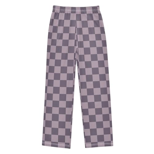 Purple Pink Checkerboard Pajama Pants Long Sleep Pant Soft PJ Bottoms Sleepwear