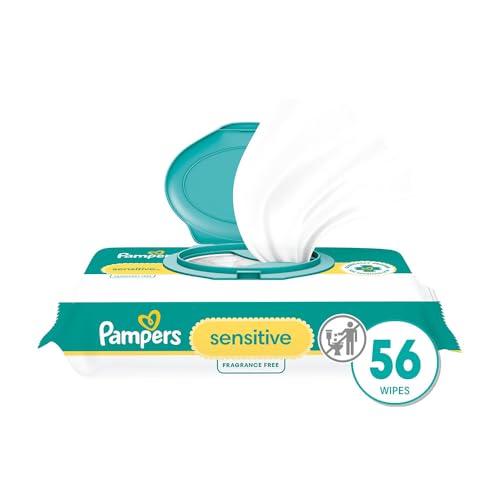 Image of Pampers Sensitive Baby Wipes, Water Based, Hypoallergenic and Unscented, 1 Flip-Top Pack (56 Wipes Total)