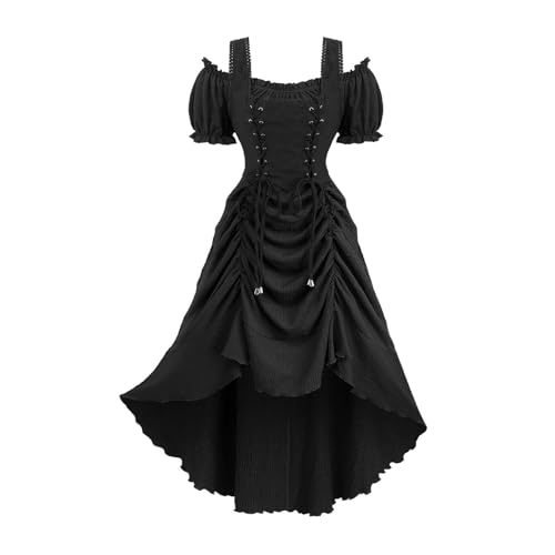 Halloween Kleid Damen Gothic Kleider Renaissance Costume Mittelalter Outfit Trägerkleid Elegant Festliches Kleid Mit Bindebändern Im Lolita...