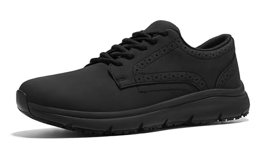 ZIGSAM Zapatos Cocina Hombre Antideslizante Impermeables Cómodos Laboral Resistentes Duraderos Hostelería Oxford（47，Negro）