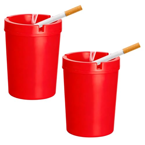 Image of Ohleats 2 PCS Car Ashtray, Smokeless Smellproof Windproof Self-Extinguishing Auto Ashtray, Portable Mini Vehicle Cigarette Trash Can Fits Most Cup Holder for Home Office, Car Accessories (Red)