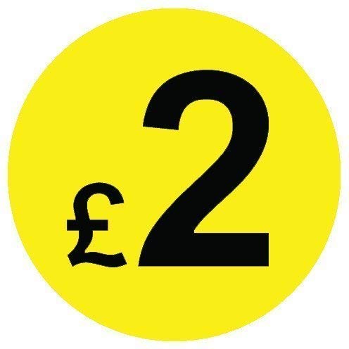 from 99p to £10 - Pack of 200 Black & Yellow 20mm Price Stickers/Sticky Labels - 40 Different Prices to Choose from (Black & Yellow £2)