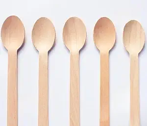 TerraToss Disposable Wooden Spoons | for Party Events and Birthday | 160 mm | 25 Piece (25)