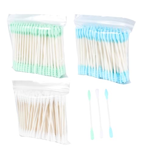 FOMIYES 100 Pcs Cotton Swabs Double Head 3 Packs Disposable Makeup Removal Swabs Soft Absorbent Spiral for Beauty