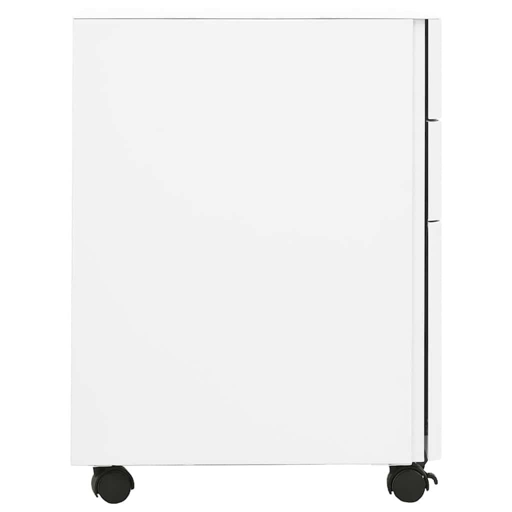 Aktenschrank mit Rollen Weiß Stahl 30x45x59 cm Büro Rollcontainer mit 3 Schubladen abschließbar und Hängeregistratur für Ordner und Dokumente Homeoffice Ablage und Stauraum