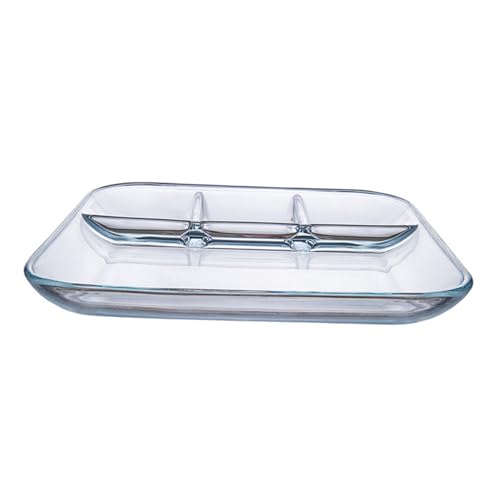 Plato para servir con secciones para salsa de vidrio resistente al calor miniatura 1
