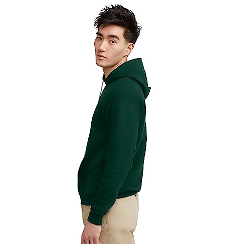 Image of Hanes Men's, EcoSmart, Cotton-Blend Hooded Sweatshirt, Plush Fleece Pullover Hoodie