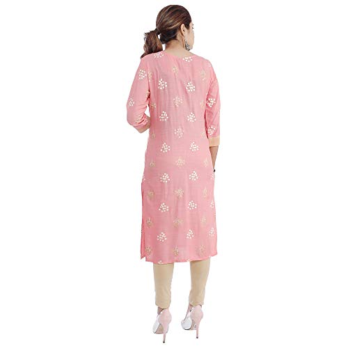Image of Women's Rayon Slub Regular Kurta (Marooncheckskurti Pink XX-Large)