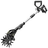 Sun Joe Cordless Garden Tiller & Cultivator with Telescopic Pole, Auxiliary Handle & 6-Inch Steel Blades, 24V, Tool Only - Heavy-Duty Tilling Machine for Lawn, Yard, and Gardening Care, 24V-TLR-CT
