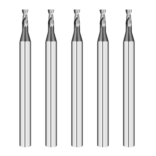 3/32" Tungsten Carbide Square End Mill 2 Flute Micro Grain Milling Bits Set,AlTiN Coating,for Milling Alloy Steels,Cast Iron,Carbon Steel(5PCS)