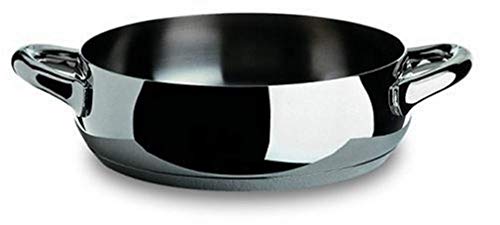 Alessi SG102/28 Mami Flache Kasserolle mit Zwei Griffen aus Edelstahl, Silber