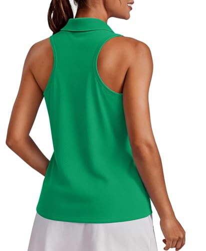 Image of PINSPARK Womens Golf Shirt UPF 50+ Sleeveless Collared Shirts Quick Dry Tennis Polo V-Neck Racerback Athletic Workout Tank