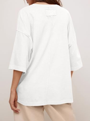 Tankaneo Womens Oversized Half Sleeve T-Shirts Summer Casual Crew Neck Tunic Tops Loose Fit Boxy Basic Tees3