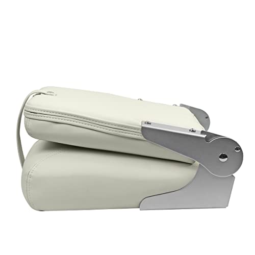 Aseakey Boat Seats High Back Folding Fishing Boat Seat, Deluxe Wateproof Stainless Steel Marine Classical Boat Seat (Beige&Grey) #TOP2