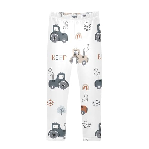 Cute Tractor Girls Leggings,Workout Leggings for Girls Toddler Athletic Legging Size for 3-10T
