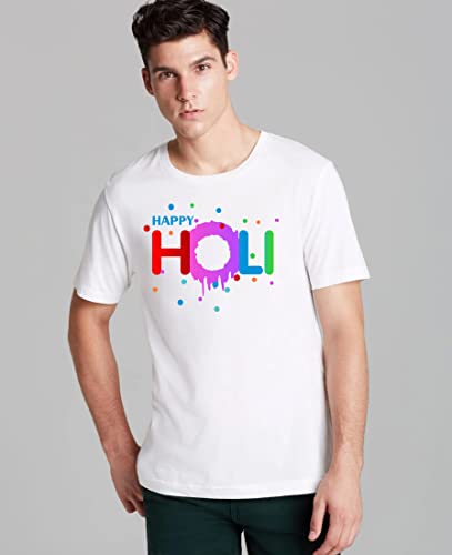 Image of Decor Production Men's /Women's Regular Fit -Colourful - Holi Tshirt Shirt for Men /Women Printed Round Neck Tshirt || Mens /Womens Tshirts Polycotton Half Sleeve