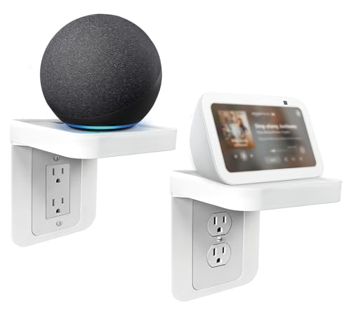 Outlet Shelf, 2Pack Bathroom Wall Holder with Built-in Cable Management, Decora/Standard Outlet Shelf Wall Holder for Kitchen Organization,Space Saving Solution for Smart Home Decor, Phones, Speaker