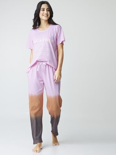Image of Night Suit for Womens Checks Printed Cotton Night Dress of Top and Pajama Set 9410