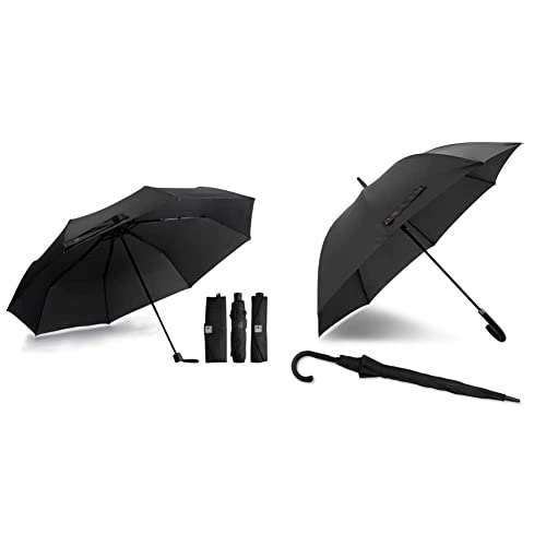 小川(Ogawa) 折りたたみ傘 メンズ 大きい 122cm 丈夫 特大 超はっ水 テフロン加工 8本骨 親骨70cm LINEDROPS 彗 SUI ブラック 入れやすい 横開き しまいやすい共袋 ゲリラ豪雨 梅雨対策 紫外線対策 傘袋付き 53260 & 傘 メンズ 長傘 大きい 丈夫 日本発の傘ブランド 大きい 直径126cm 8本骨 親骨70cm 53270【セット買い】