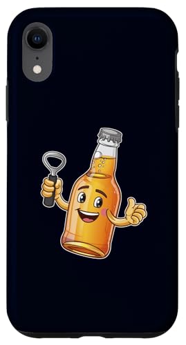 Coque pour iPhone XR Émoticône humoristique pour bouteille de bière avec décapsuleur