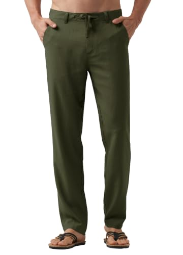 Image of Willit Men's Linen Pants Casual Lightweight Drawstring 29 inch 30 inch 32 inch