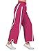 Enaisyl Women's High Waist Wide Leg Pants Striped Elastic Waist Track Pants Y2K Lightweight Baggy Streetwear with Pockets Red