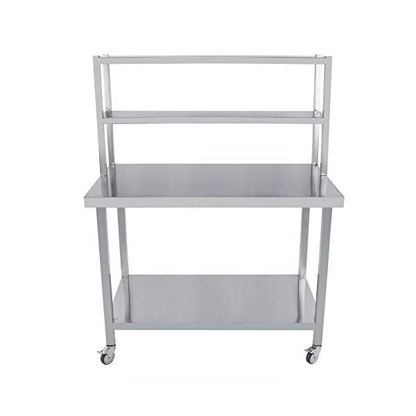 2 Schichten Edelstahltisch Beweglich Küchentisch 1.0 Edelstahl Gastronomie Workbench Arbeitstisch mit zusätzlichen…