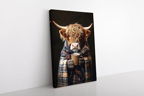 Toile vache des Highlands café pour une ambiance de cuisine chaleureuse et salon cocooning